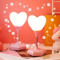 love heart usb charging dimmable touch switch led night light table bedside lamp