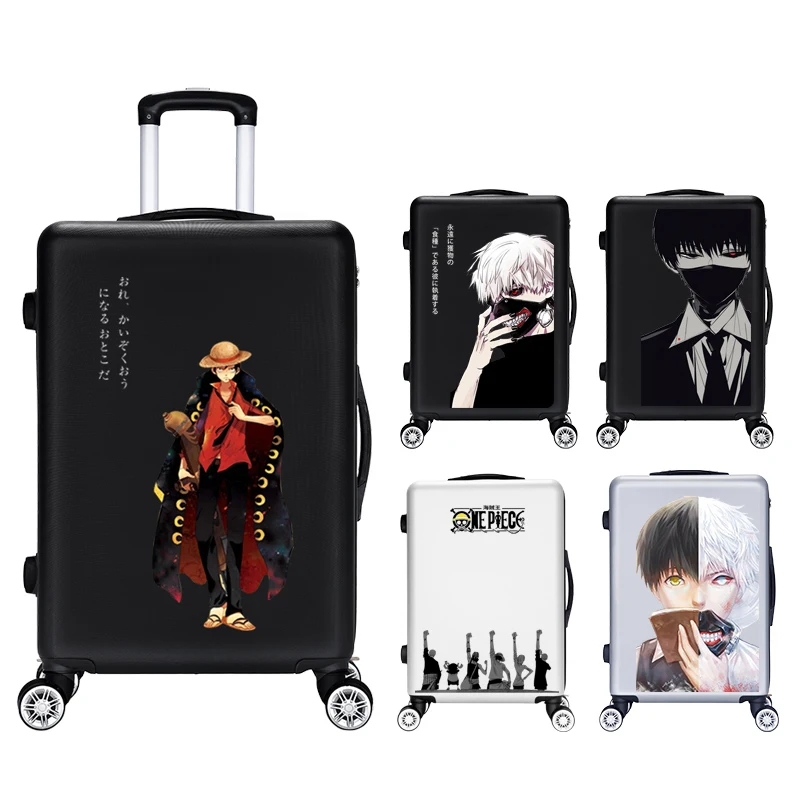 Personality cartoon anime rolling luggage tide fashion doodle travel trolley suitcase caster men women spinner carry on valise