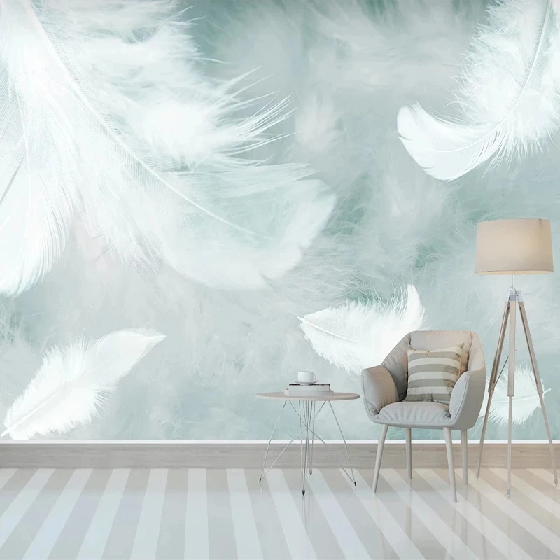 Фотообои на заказ 3D свежие акварельные перья для спальни кабинета гостиной