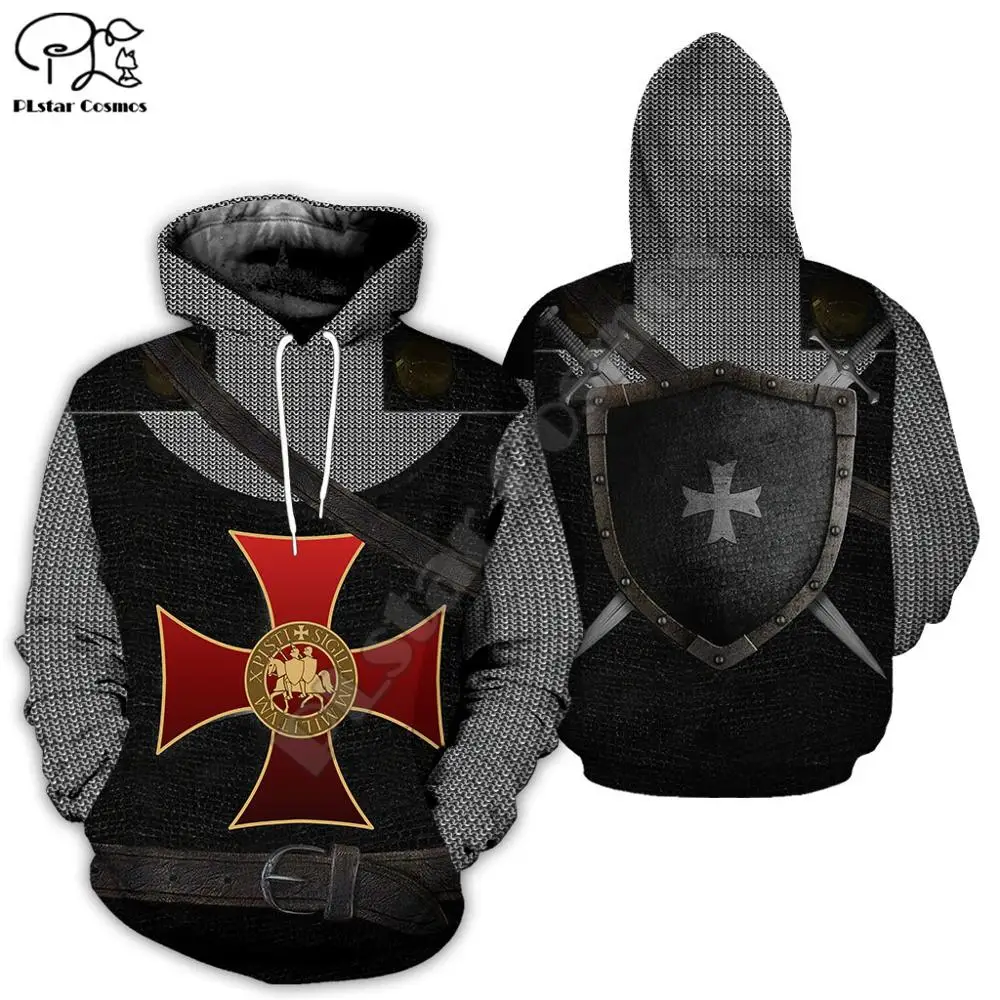 Для мужчин храмовник воин 3d сплошным принтом свитер с капюшоном Стильная