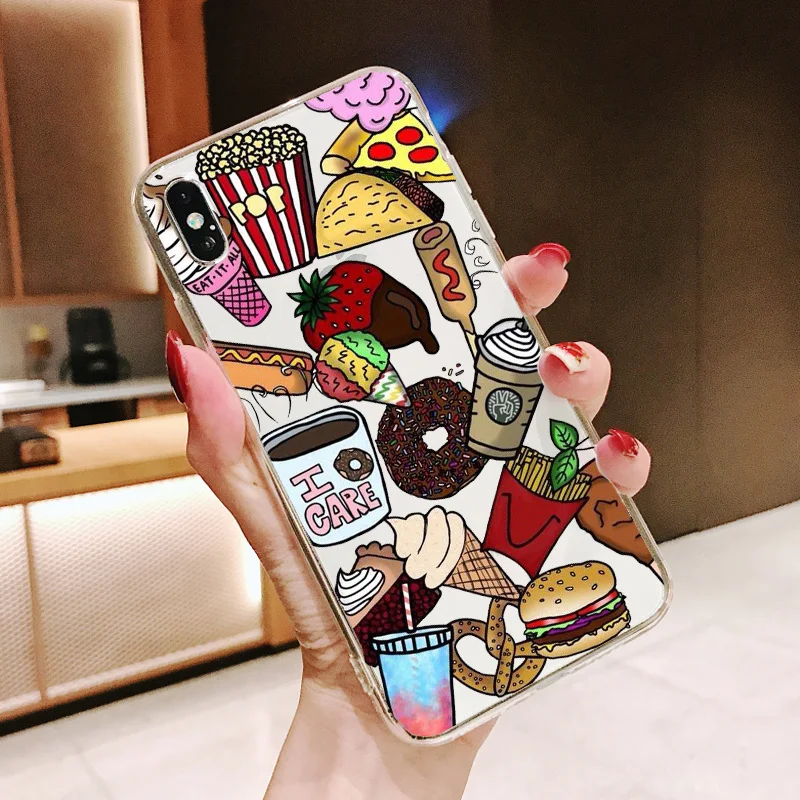 Мягкий прозрачный силиконовый чехол для iPhone 11Pro X XR XS Max 8 7 6 6s Plus гамбургеры