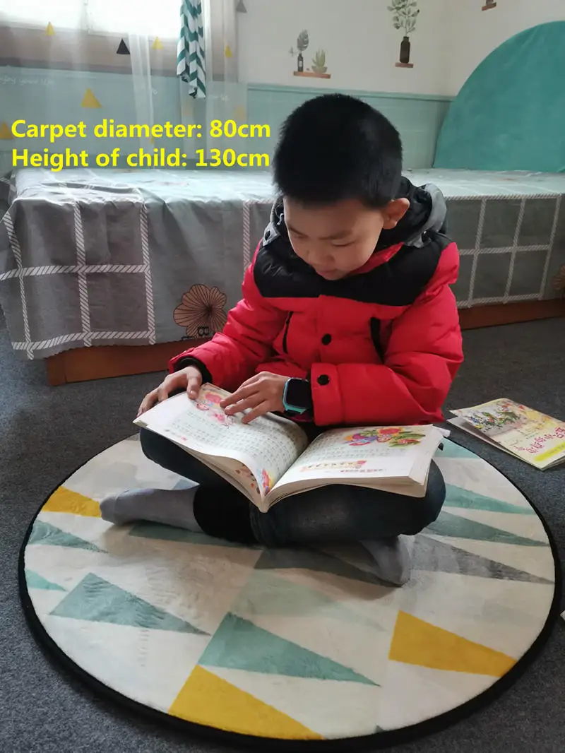 Круглый ковер с геометрическим узором для детской комнаты в гостиную спальню