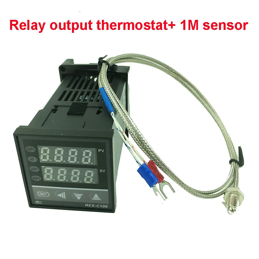 

REX-C100 цифровой ПИД-регулятор температуры, реле термостата/выход SSR 1300C, тип K, термопара, зонд, датчик, радиатор SSR40DA