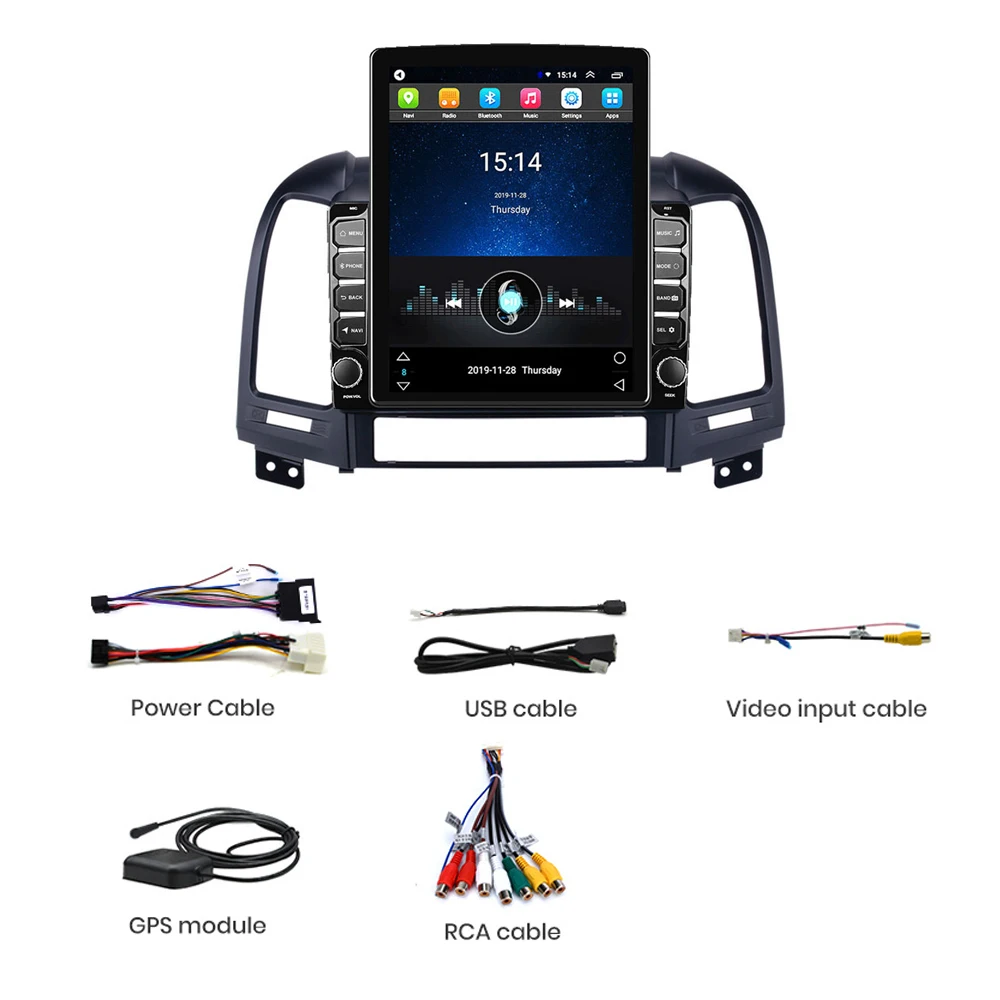 Автомагнитола для Hyundai Santa Fe 2 2006 2012 вертикальная 9 7 дюйма Android 8 1 Din мультимедийный