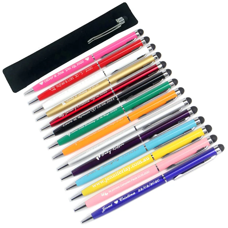10 шт. персонализированный гравированный Металлический Мини-Стилус шариковые