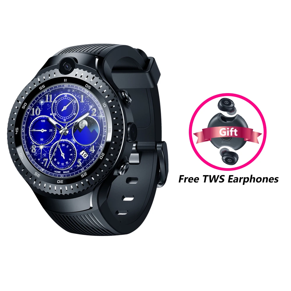 Watch and Earphone zeblaze Thor 4 Dual 4 г умные часы 5.0MP+ 5.0MP двойная камера Android часы 1," AOMLED дисплей gps/ГЛОНАСС 16 Гб Смарт часы для мужчин - Цвет: Watch and Earphone