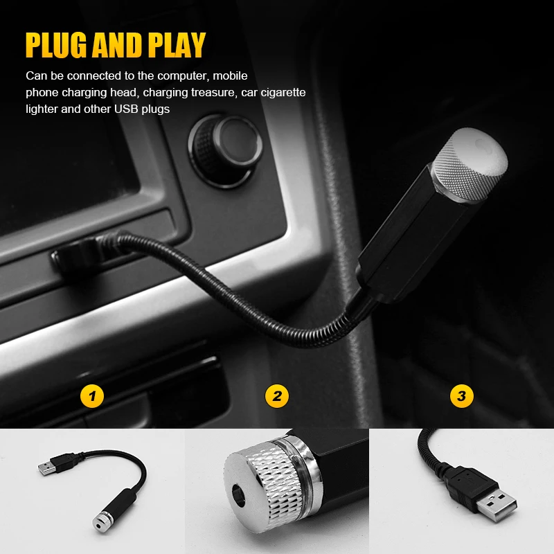 Автомобильная крыша Galaxy Star проектор свет USB декоративная лампа Внутреннее
