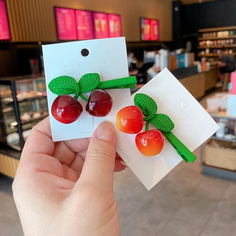 

1Pcs Hair Clip Sweet Fruit Cherry Hairpin Women Hair Accessories Jewelry Korean Femme Barrettes Hairgrip for Girls Headwear Gift