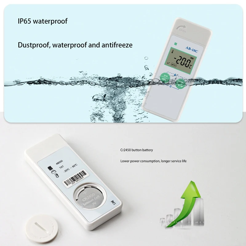 

Mini USB Temperature Data Logger AB-10C with 48000 Record Capacity IP65 Waterproof Reusable Digital Temperature Recorder