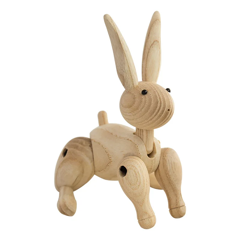 

Cute can be active wooden rabbit room living room Xuanguan shelf cartoon decoration computer table creative small ornaments