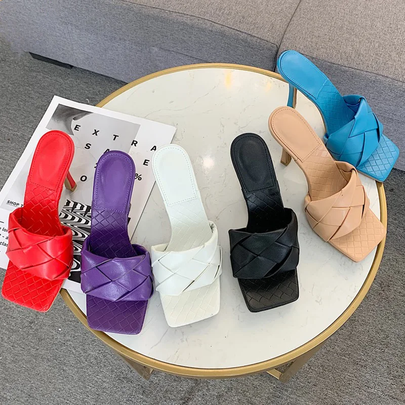 Синие туфли женские шлепанцы и сандалии повседневные босоножки на высоком