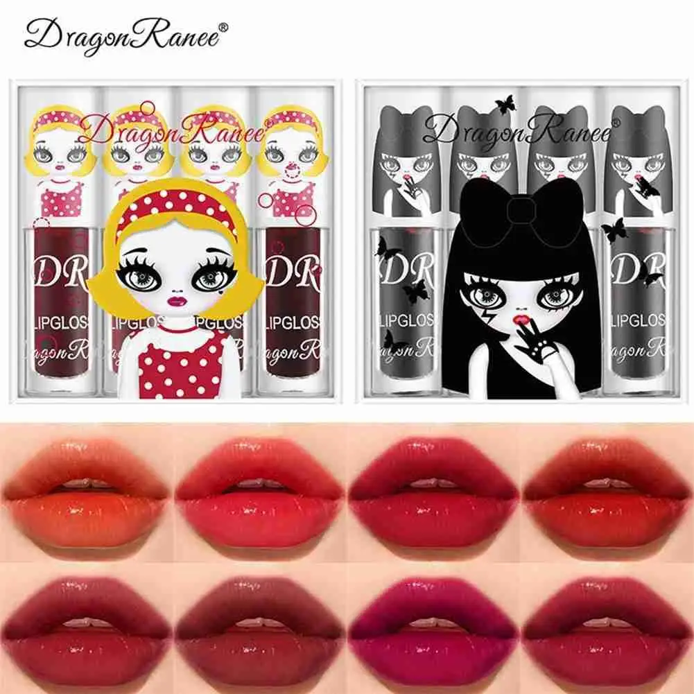 

4Pcs/Set Liquid Lipstick Blusher Waterproof Lip Stain Lip Tint Dyeing Long Lasting Makeup Beauty Korean Cosmetics Cute Lip Gloss