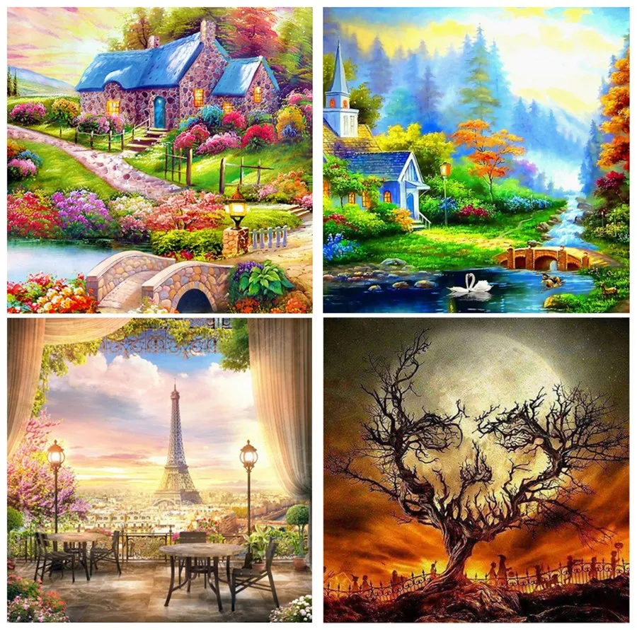 5D &quotсделай сам&quot бриллиантовая живопись пейзаж вышивка крестиком шаблоны