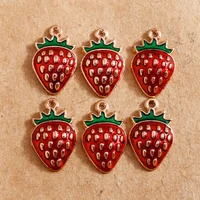 10pcs 1016mm enamel strawberry charms for jewelry making fashion earring pendants bracelets necklace charms diy findings