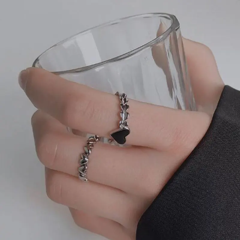 Женские винтажные кольца Goblincore регулируемые металлические в форме сердца |