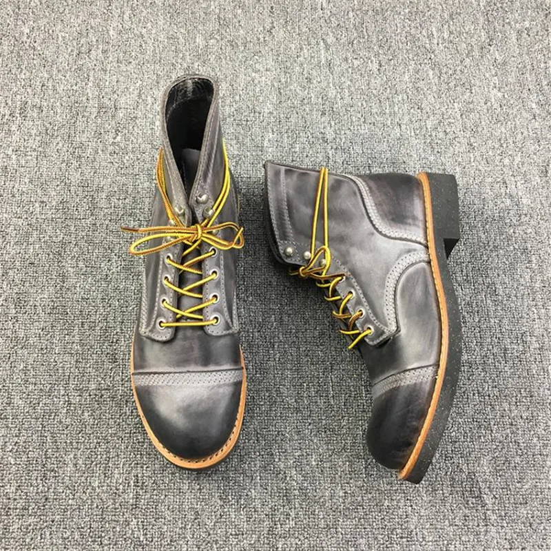 

Ботильоны мужские из натуральной коровьей кожи, повседневные мотоциклетные ботинки, Винтажная обувь для инструментов, весна