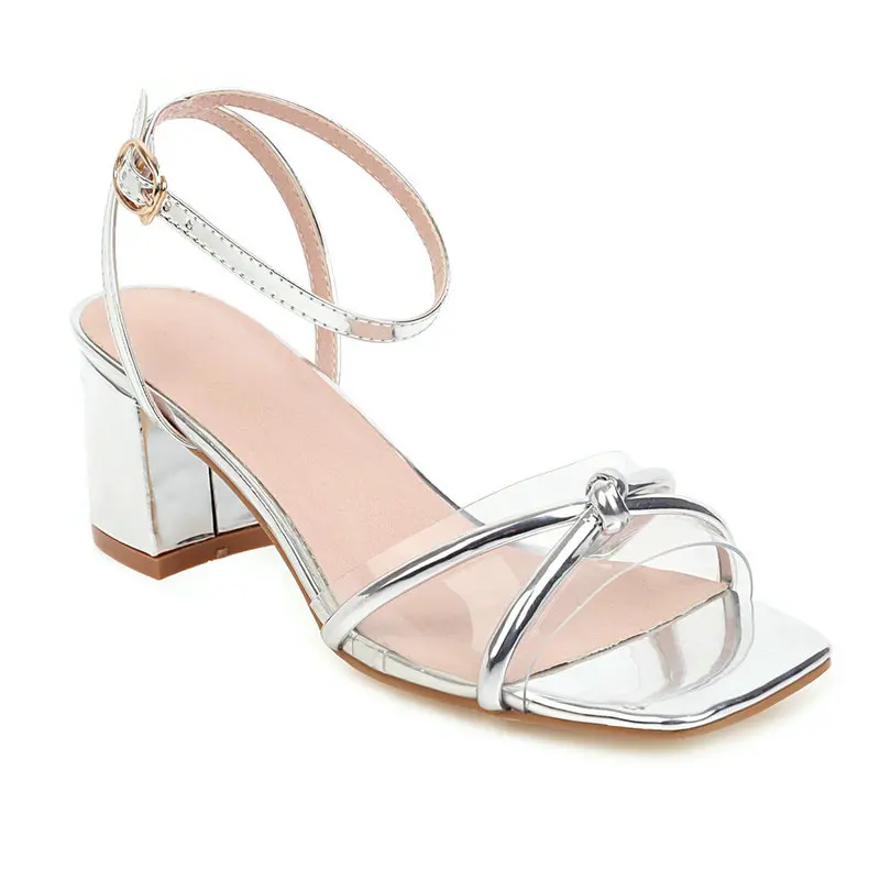 Женские летние модные модельные туфли Босоножки с пряжкой и открытым квадратным