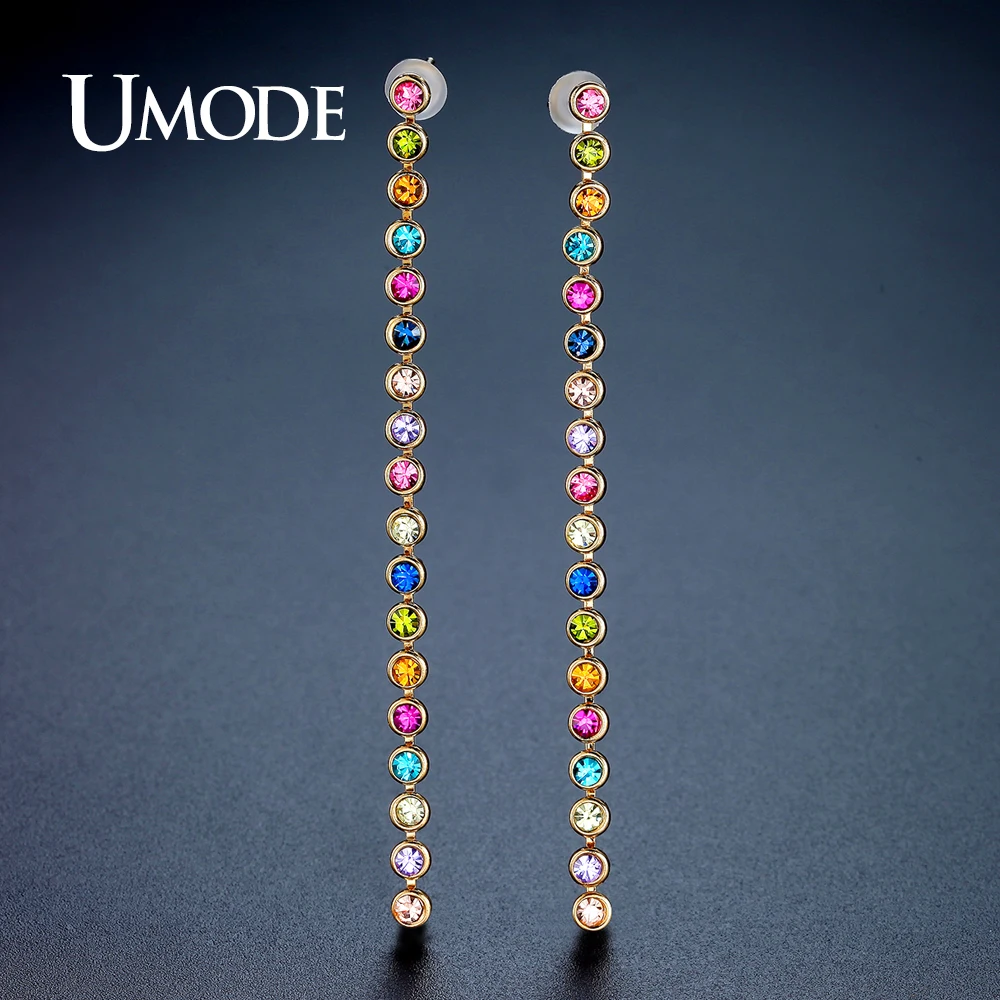 Женские длинные серьги капельки с кристаллами UE0330|earrings for|dropping earrings for womendrop |