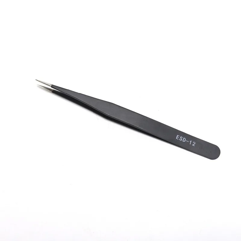 Stainless steel precision ESD anti-static tweezers pointed elbow can be customized tools bird's nest clip grafting eyelash tweez |