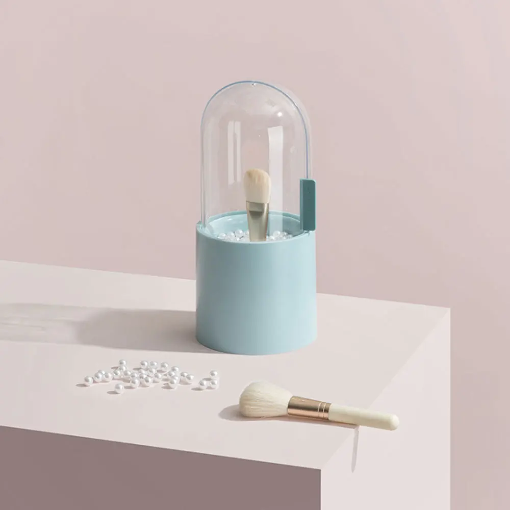 

Makeup Brush Holder Acrylic Moistureproof Makeup Brush Organizer Cosmetic Brush Storage Box With Lid And Free Pearls