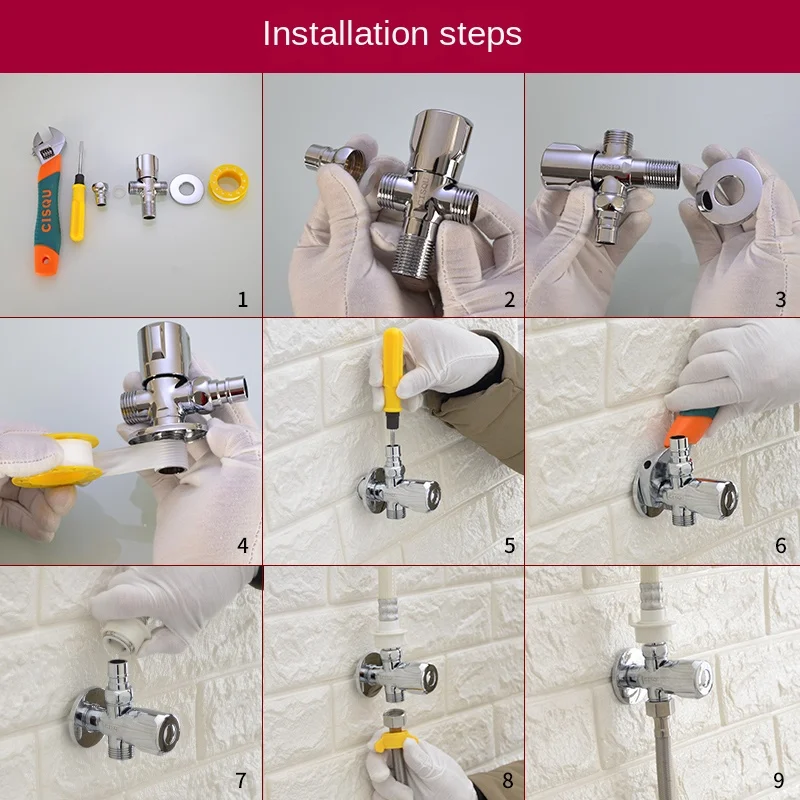 

Toilet washing machine one in and two out dual-use triangle valve diverter valve hose one minute two way diverter valve switch