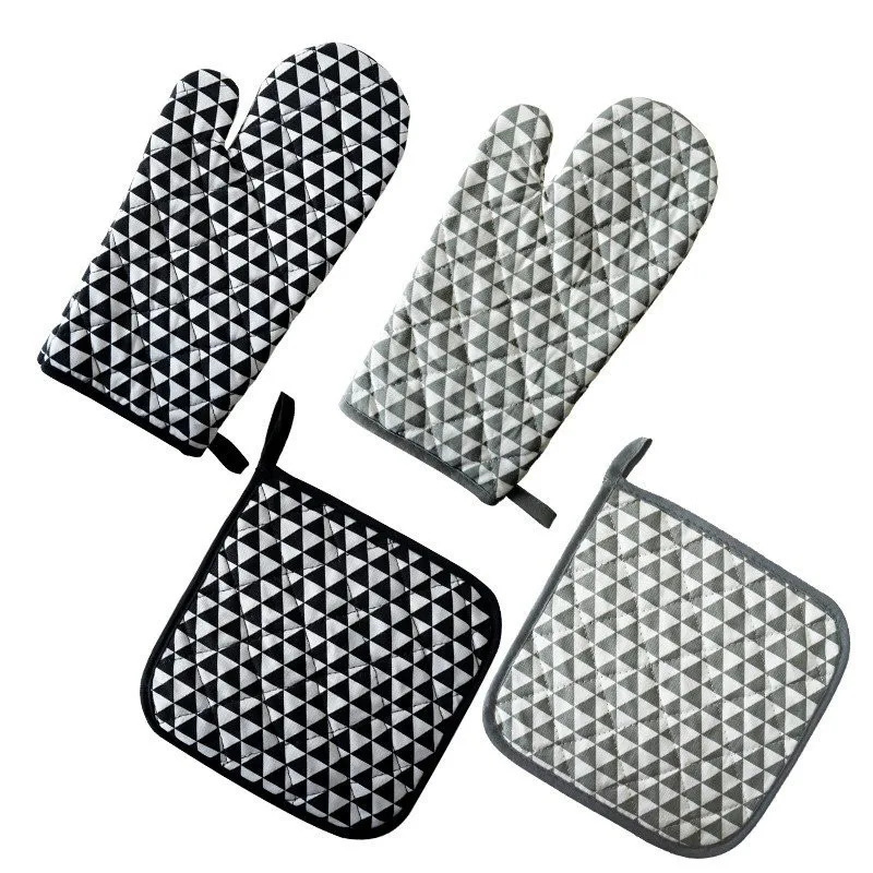 

1Pc Geometry Pattern Cotton Heat Resistant Table Mat Kitchen Baking BBQ Microwave Glove Mitts Insulation Holder Pad