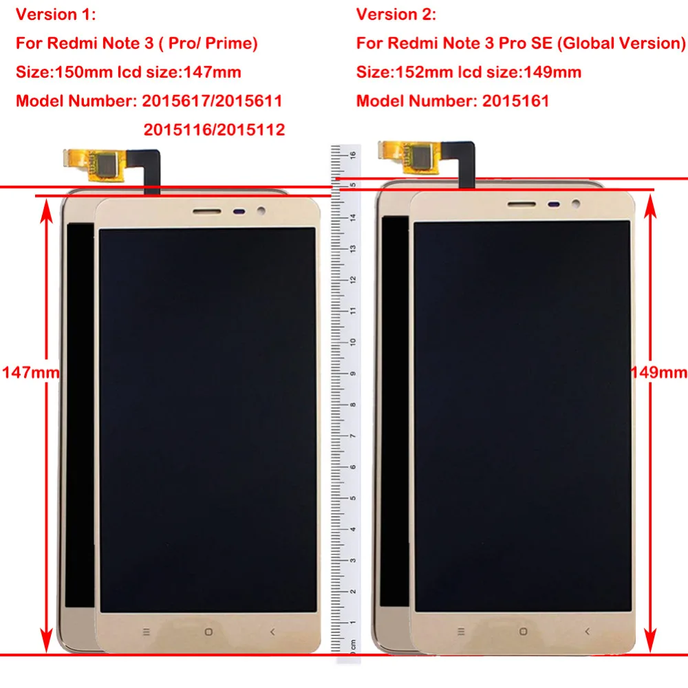 SZHAIYU ЖК дисплей для Xiaomi Redmi Note3 note3 Pro 150 мм Note 3 SE 152 сенсорный экран дигитайзер с