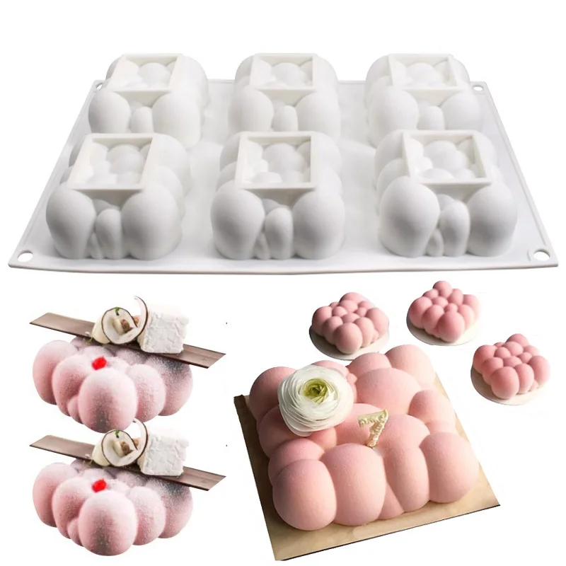 

1/6 Cavity Cloud Shape Silicone Mold Dessert Cake Mousse Baking Form Moulds Chocolate Cake Mold DIY Baking Decorating Tools