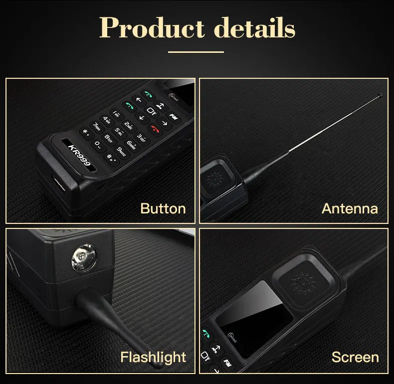 Ударопрочный ретро телефон KR999 2,2 ''4500 mAh power Bank мобильный телефон с двумя sim-картами Фонарь FM радио Классическая функция мобильный телефон