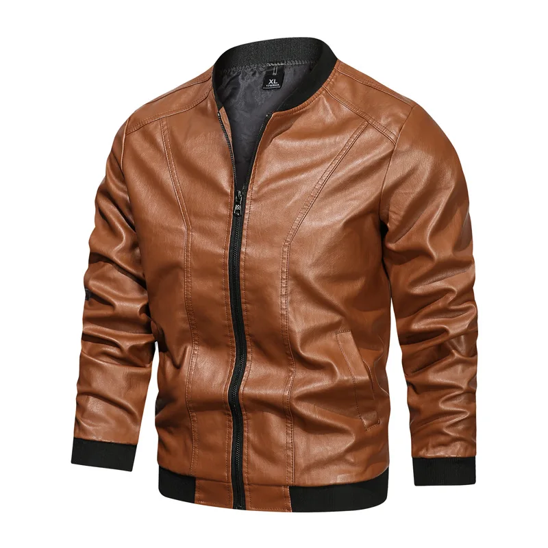 

Men's Motorcycle Jacket Punk Autumn Fashion Casual Pu Leather Jacket Male Zipper Windbreaker Bomber Faux Leather Outwear Coats