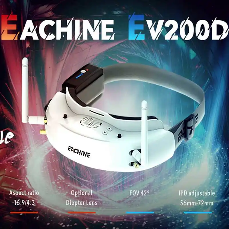 

Eachine EV200D 1280*720 5,8G 72CH реальное разнообразие FPV очки HD порт в 2D/3D встроенный DVR Sup порт ed режим дисплея