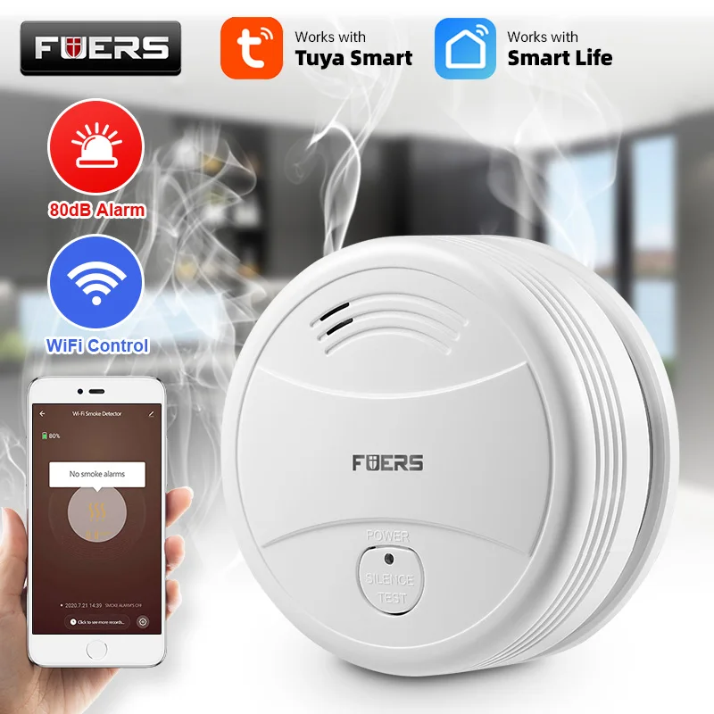 Fuers детектор дыма Умный дом Туя Смарт Life APP управления WIFI Датчик 85db