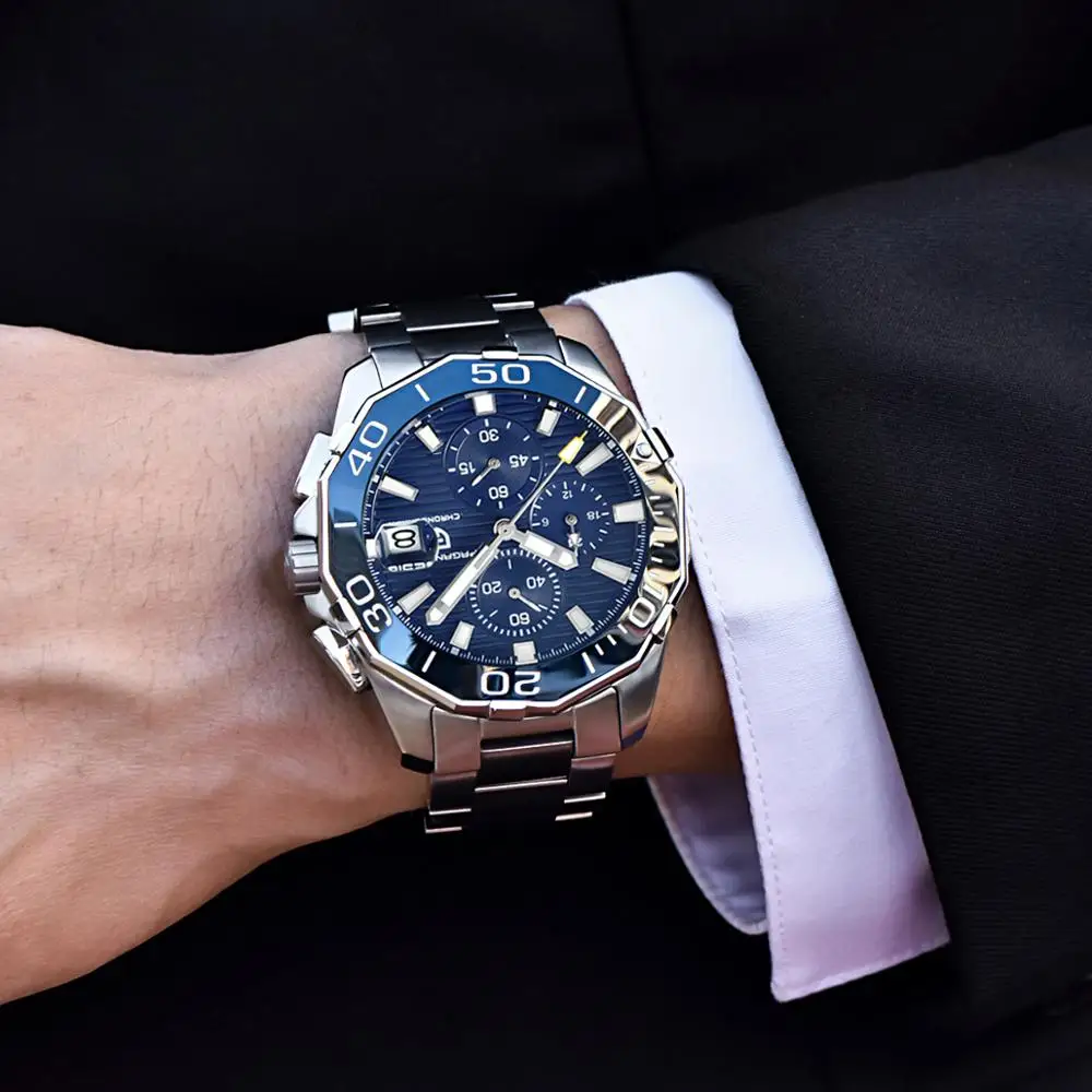 Мужские кварцевые часы с хронографом 43 мм | Наручные