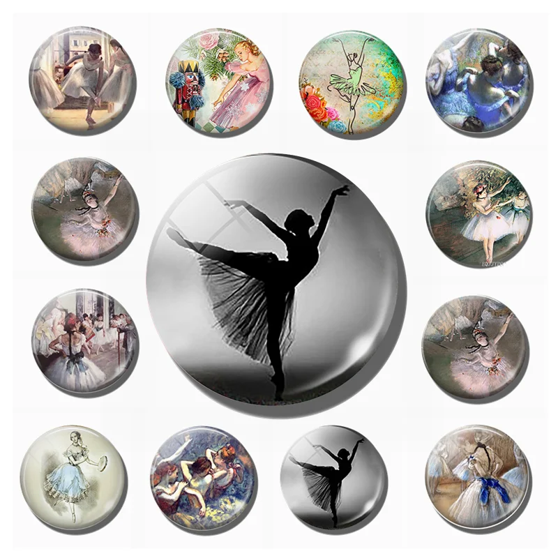 Силуэт балерины магнит на холодильник 30 мм стеклянный купол магнитные наклейки
