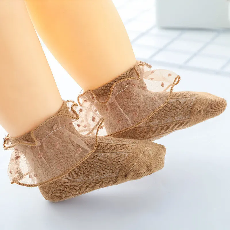 Детские носки для новорожденных маленьких девочек кружевные сетчатые хлопковые