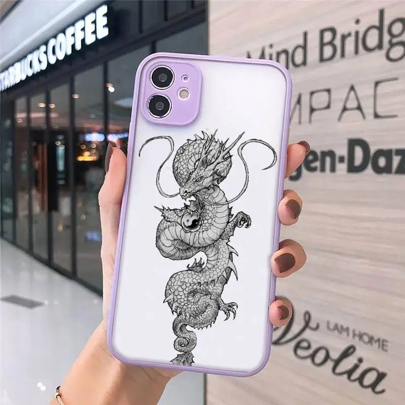 

Fashion Dragon Animal Pattern Phone Case matte transparent For iphone 7 8 11 12 plus mini x xs xr pro max cover