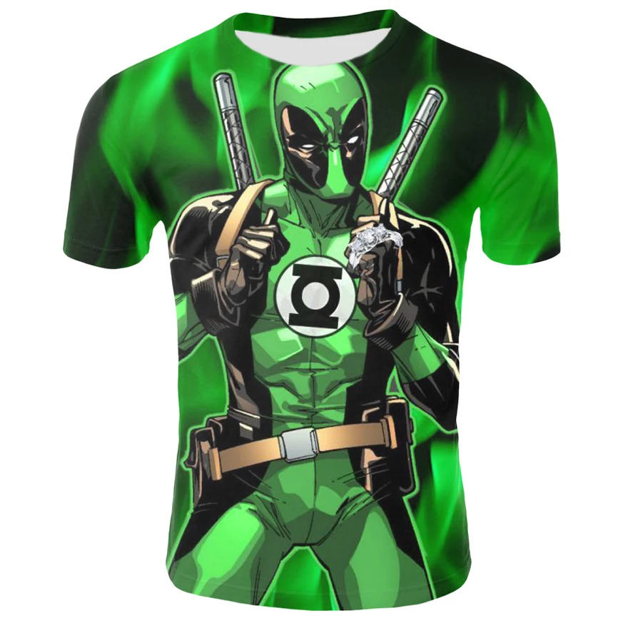 

2021 New American Anime Deadpool 3D Printing T-shirt Large Size Men's and Women's Casual Men's Shirts Fun Casual T-shirts