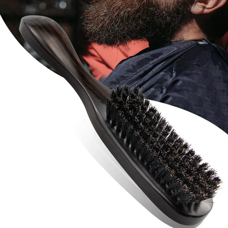 

Men's Hair Cleaning Beard Brush Care Long-Handled Boar Bristles Beech Small Curved Comb