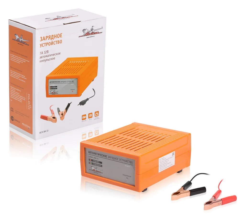 Зарядное устройство 7А 12В автоматическое импульсное (диодный индикатор) AIRLINE