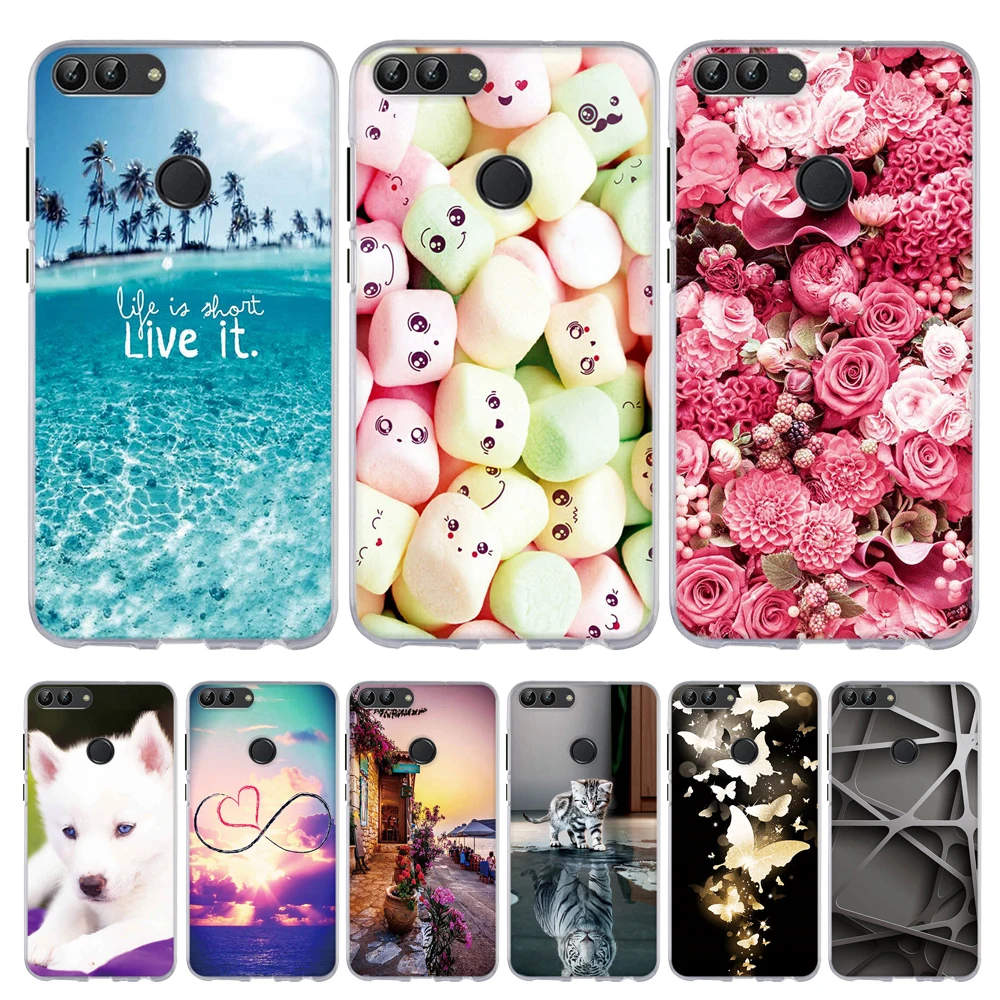 For Huawei P smart Psmart FIG-LX1 Case TPU Silicone Shell Smart FIG-LA1 Cover Cute Funda Enjoy 7S Capa | Мобильные телефоны и
