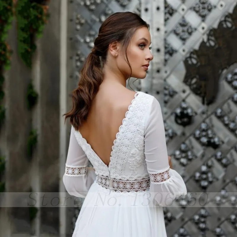 Женское шифоновое платье с открытой спиной Thinyfull свадебное длинными пышными