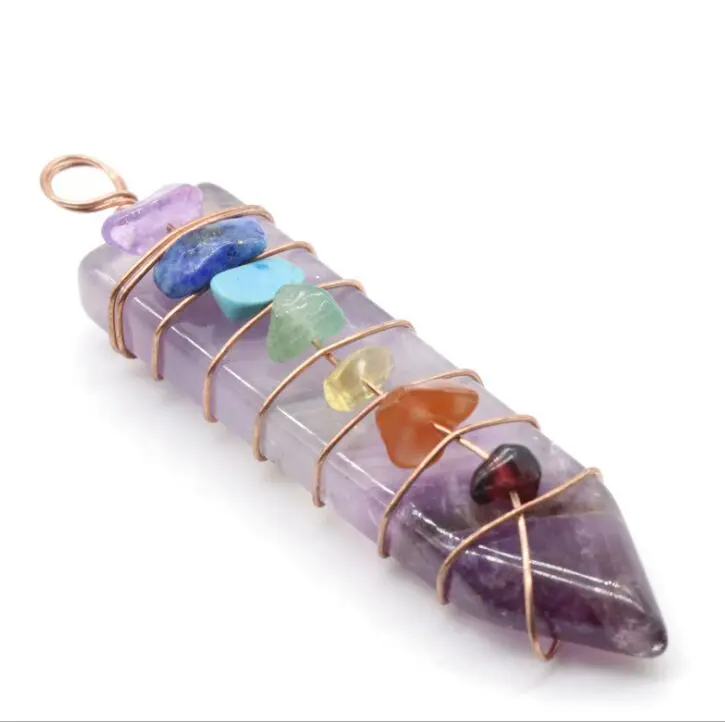 7 чакральную исцеления Радуга ожерелья с подвеской из натурального камня Шарм