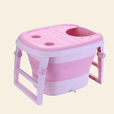 pink A Раскладная ванна для новорожденных, большая емкость, ванна, портативные Детские игрушки для ванной, бассейн - Цвет: pink A