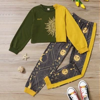 new fashion clothes kids clothes children sets 2 pcs set sun patchwork long sleeve topstrousers boys clothes fall 5 10y