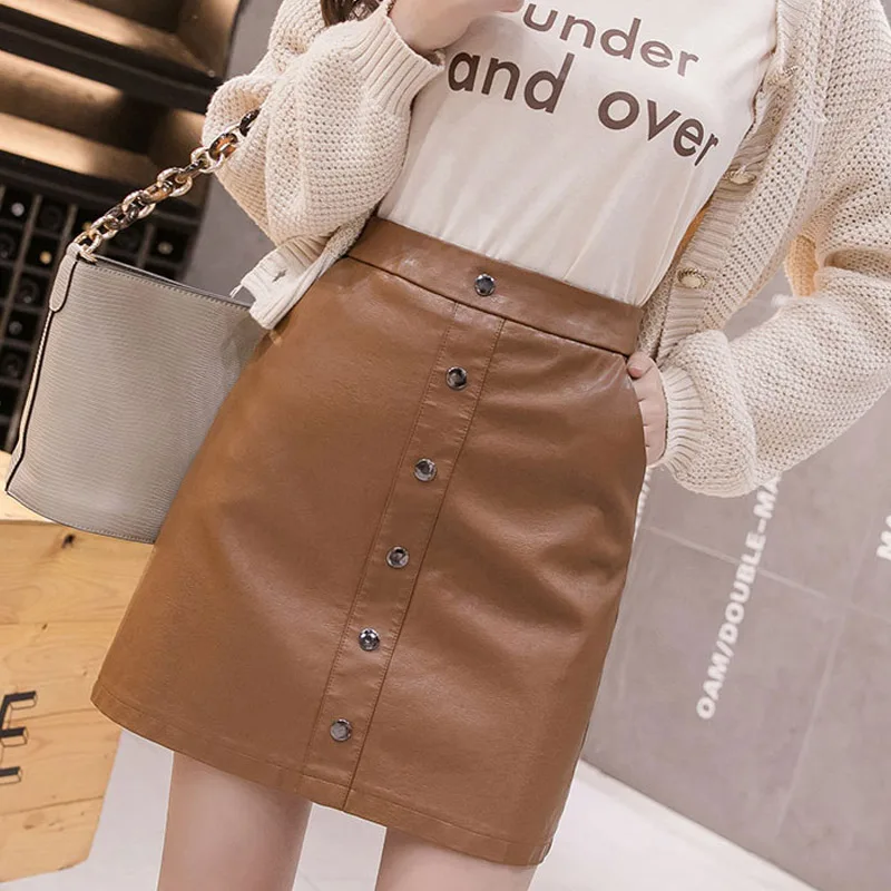 Юбки saias женские осенне-зимние 2019 сексуальные pu кожаные cuero cuir черные короткие