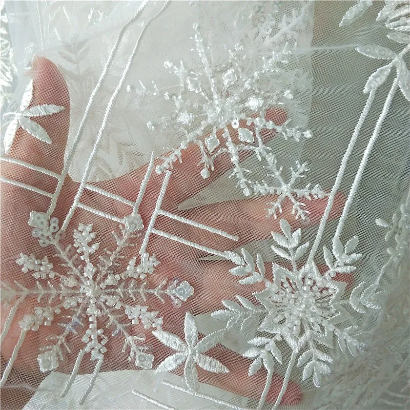 Новый высококачественный пришитый бисер блестки снежинка вышивка сетчатая