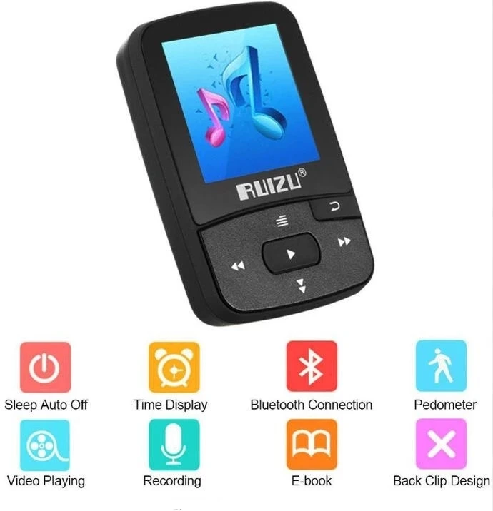 Ruizu X50 спортивный зажим Bluetooth MP3 MP4 музыкальный плеер RUIZU 1 5 дюймов экран с FM радио