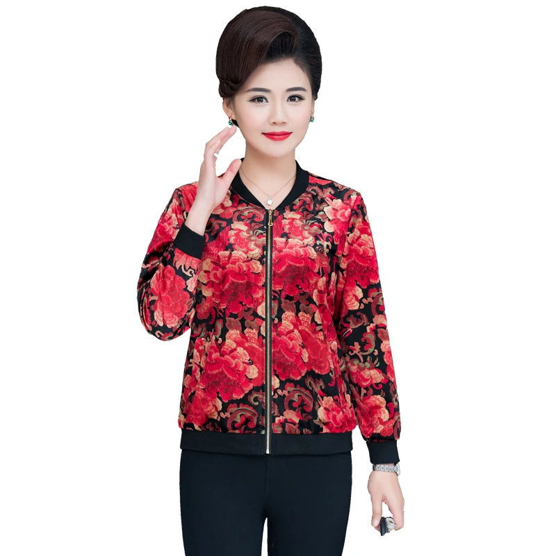 

Lace Velvet Women's Jacket Short Jacket Spring and Autumn New Loose Sports Stretch plus Size S-5XL Women Printed Baseball Jacket
