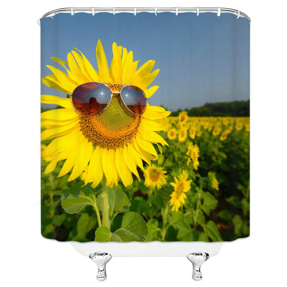 

Штора для душа с подсолнухом, летняя Водонепроницаемая занавеска для душа с цветами, s занавеска для ванной комнаты, ткань