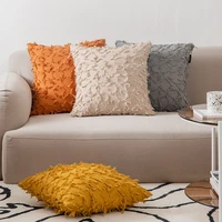 cushion cover tassels square pillow case diamond yellow ivory grey cotton pillow cover 45x45cm home decoration sofa 18